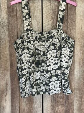 NATURAL LIFE Black Floral Square-Neck Cami